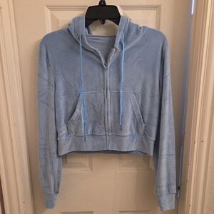 Light Blue Cropped Hoodie and Pant Set